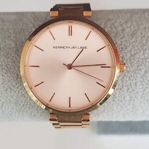 Kenneth Jay Lane Women's Gold Tone Watch KJL 6 Inch‎ Band Fresh Battery Classic